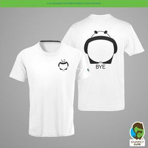 Hi Bye Panda Front Back Print T-Shirt WHITE